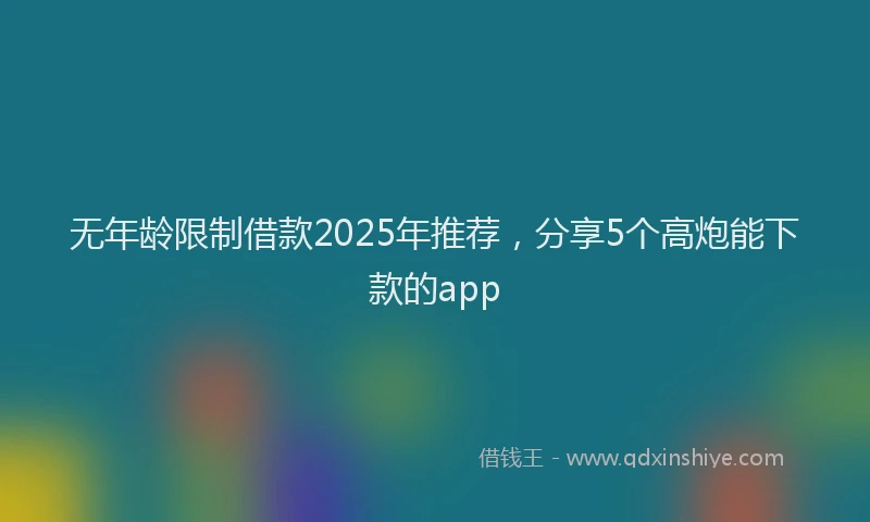 无年龄限制借款2025年推荐，分享5个高炮能下款的app