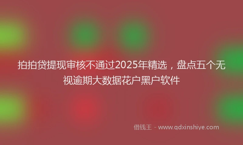 拍拍贷提现审核不通过2025年精选，盘点五个无视逾期大数据花户黑户软件