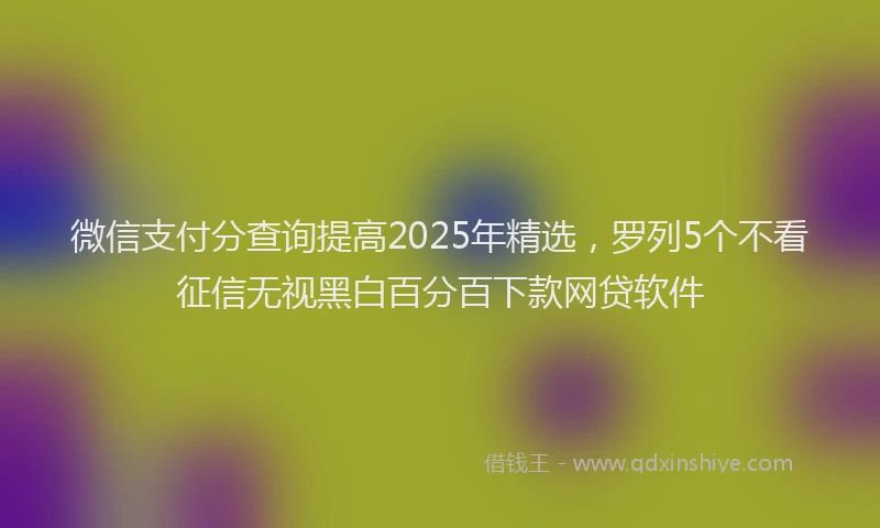 微信支付分查询提高2025年精选，罗列5个不看征信无视黑白百分百下款网贷软件