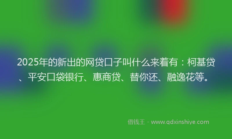 2025年的新出的网贷口子叫什么来着有：柯基贷、平安口袋银行、惠商贷、替你还、融逸花等。