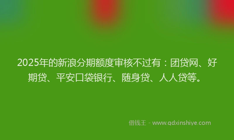 2025年的新浪分期额度审核不过有：团贷网、好期贷、平安口袋银行、随身贷、人人贷等。