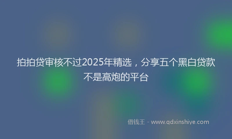 拍拍贷审核不过2025年精选，分享五个黑白贷款不是高炮的平台