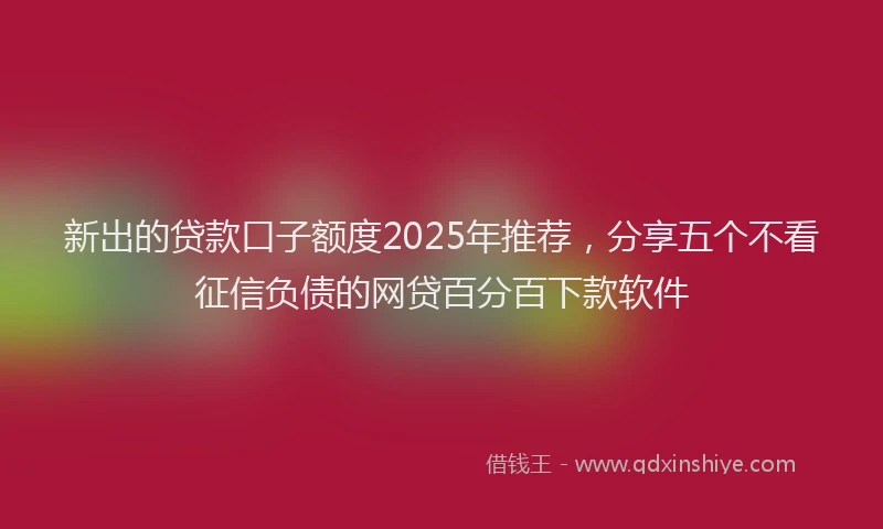 新出的贷款口子额度2025年推荐，分享五个不看征信负债的网贷百分百下款软件