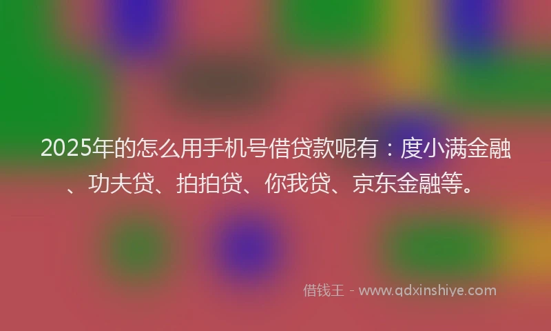 2025年的怎么用手机号借贷款呢有：度小满金融、功夫贷、拍拍贷、你我贷、京东金融等。