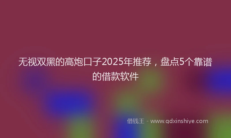 无视双黑的高炮口子2025年推荐，盘点5个靠谱的借款软件