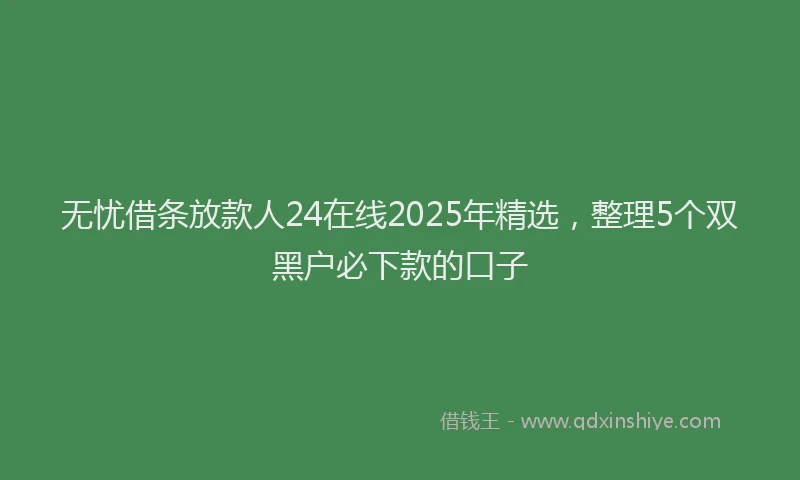 无忧借条放款人24在线2025年精选，整理5个双黑户必下款的口子