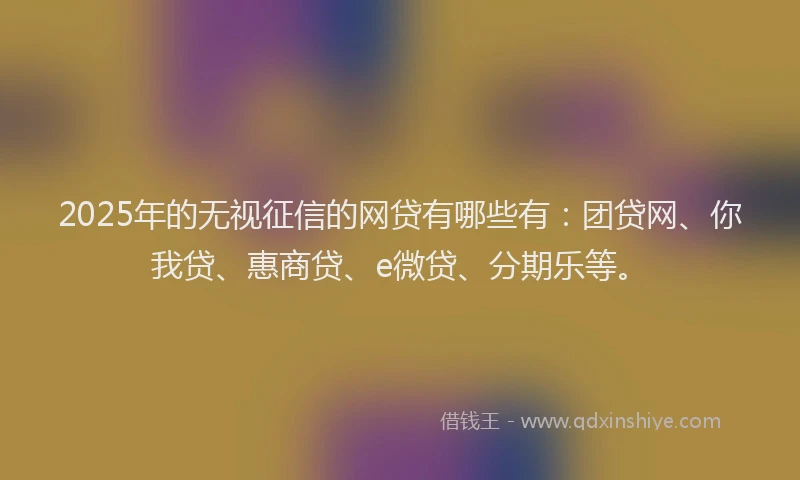 2025年的无视征信的网贷有哪些有：团贷网、你我贷、惠商贷、e微贷、分期乐等。
