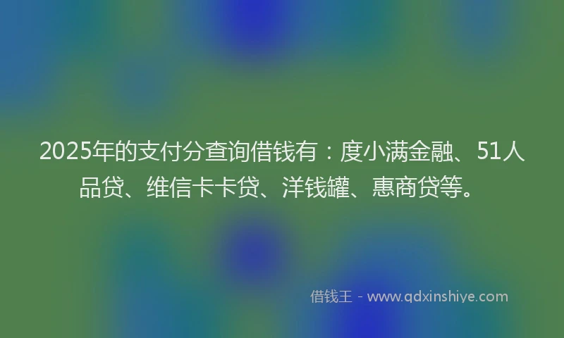 2025年的支付分查询借钱有：度小满金融、51人品贷、维信卡卡贷、洋钱罐、惠商贷等。
