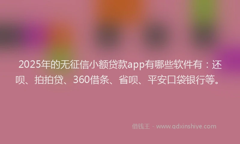 2025年的无征信小额贷款app有哪些软件有：还呗、拍拍贷、360借条、省呗、平安口袋银行等。