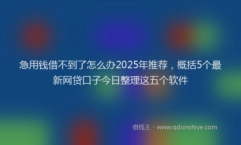 急用钱借不到了怎么办2025年推荐，概括5个最新网贷口子今日整理这五个软件