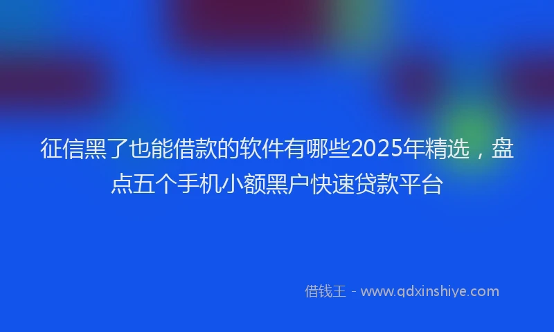 征信黑了也能借款的软件有哪些2025年精选，盘点五个手机小额黑户快速贷款平台