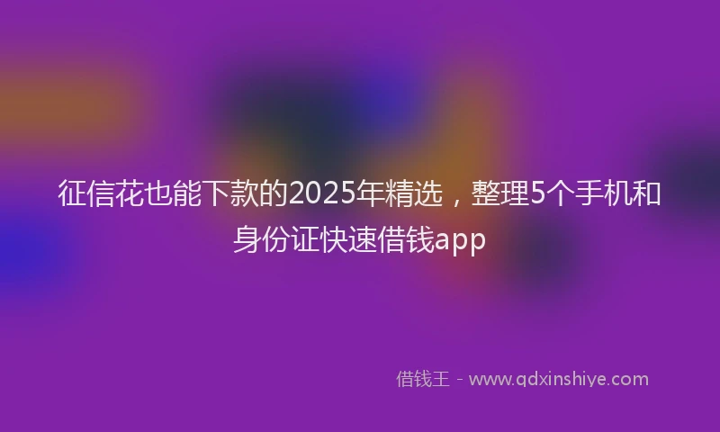 征信花也能下款的2025年精选，整理5个手机和身份证快速借钱app