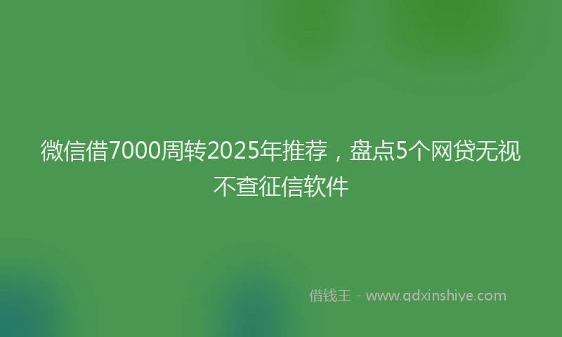 微信借7000周转2025年推荐，盘点5个网贷无视不查征信软件