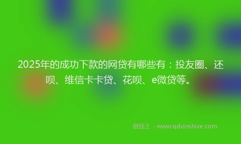 2025年的成功下款的网贷有哪些有：投友圈、还呗、维信卡卡贷、花呗、e微贷等。