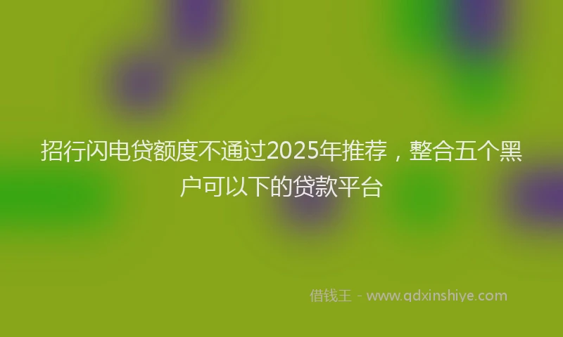 招行闪电贷额度不通过2025年推荐，整合五个黑户可以下的贷款平台