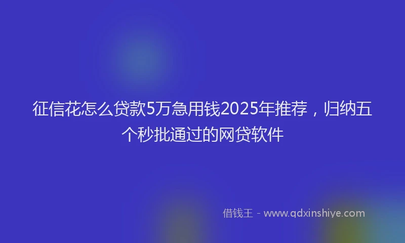 征信花怎么贷款5万急用钱2025年推荐，归纳五个秒批通过的网贷软件