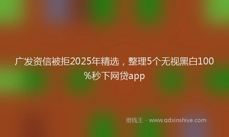 广发资信被拒2025年精选，整理5个无视黑白100%秒下网贷app