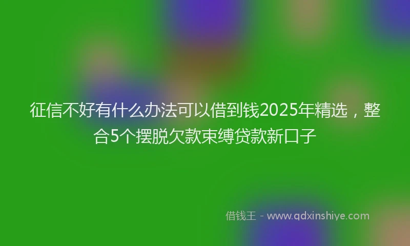 征信不好有什么办法可以借到钱2025年精选，整合5个摆脱欠款束缚贷款新口子