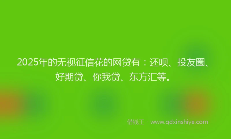 2025年的无视征信花的网贷有：还呗、投友圈、好期贷、你我贷、东方汇等。