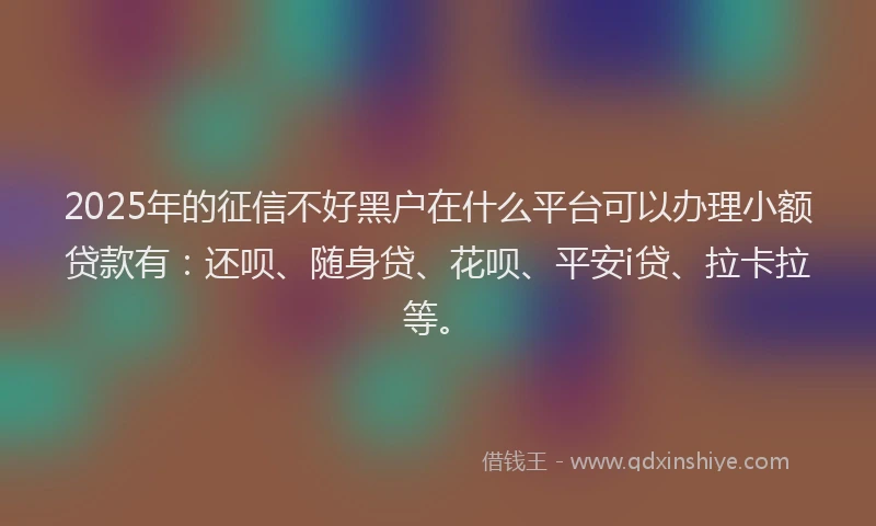 2025年的征信不好黑户在什么平台可以办理小额贷款有：还呗、随身贷、花呗、平安i贷、拉卡拉等。