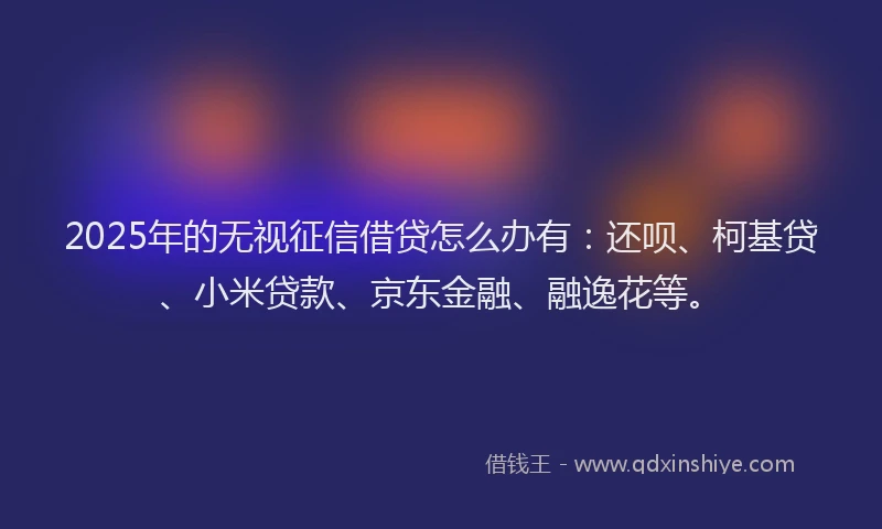 2025年的无视征信借贷怎么办有：还呗、柯基贷、小米贷款、京东金融、融逸花等。