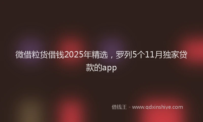 微借粒货借钱2025年精选，罗列5个11月独家贷款的app