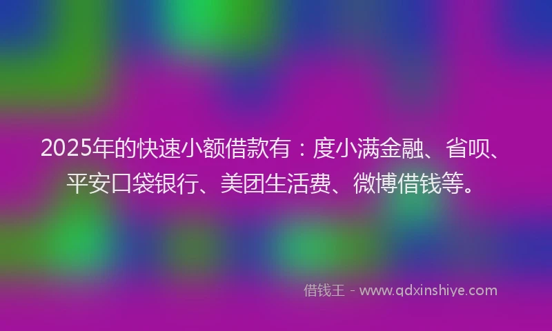 2025年的快速小额借款有：度小满金融、省呗、平安口袋银行、美团生活费、微博借钱等。