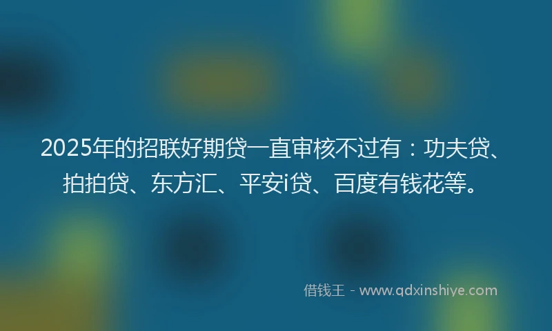 2025年的招联好期贷一直审核不过有：功夫贷、拍拍贷、东方汇、平安i贷、百度有钱花等。