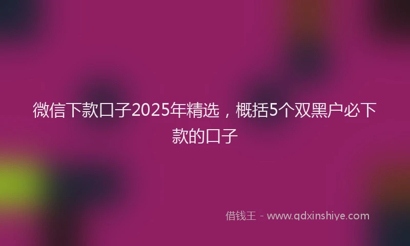 微信下款口子2025年精选，概括5个双黑户必下款的口子