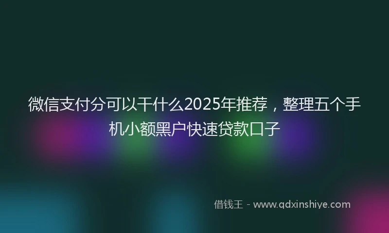 微信支付分可以干什么2025年推荐，整理五个手机小额黑户快速贷款口子