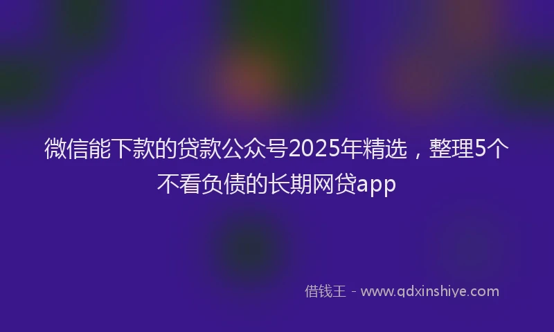 微信能下款的贷款公众号2025年精选，整理5个不看负债的长期网贷app
