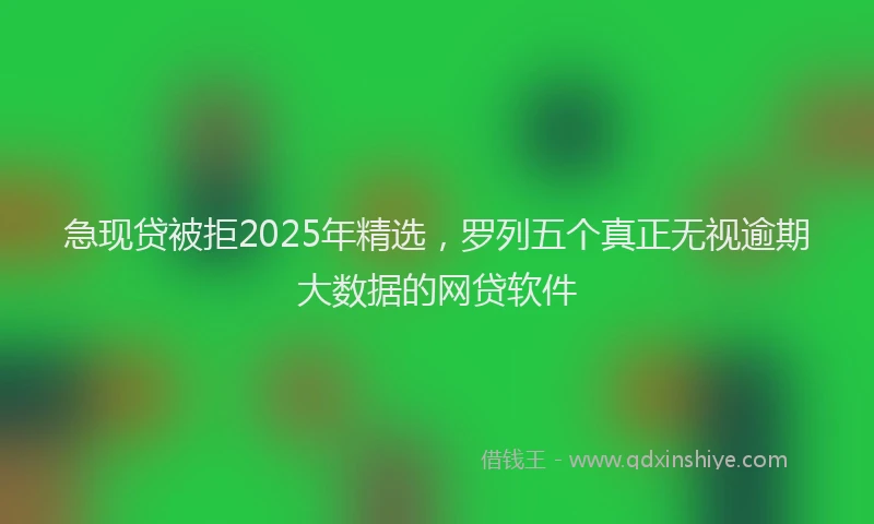 急现贷被拒2025年精选，罗列五个真正无视逾期大数据的网贷软件