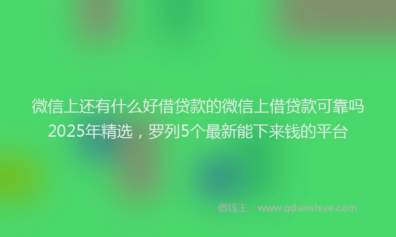 微信上还有什么好借贷款的微信上借贷款可靠吗2025年精选，罗列5个最新能下来钱的平台