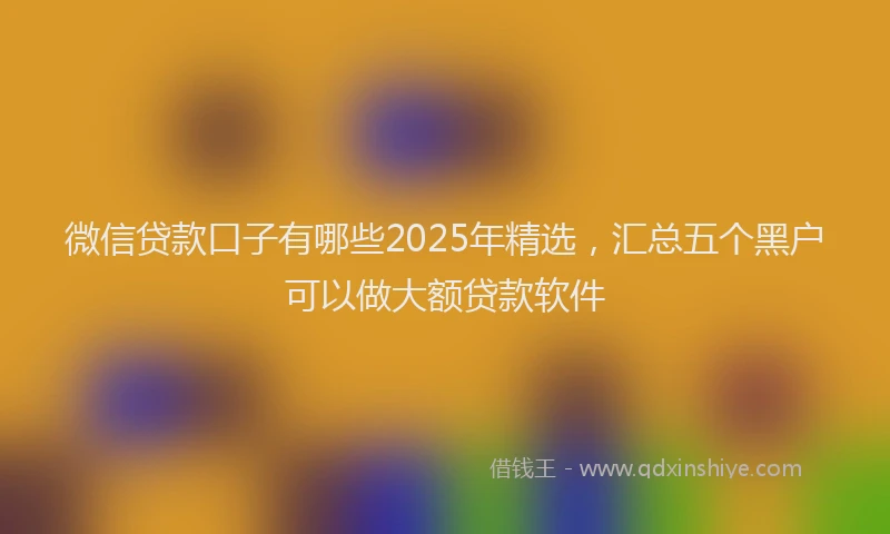 微信贷款口子有哪些2025年精选，汇总五个黑户可以做大额贷款软件