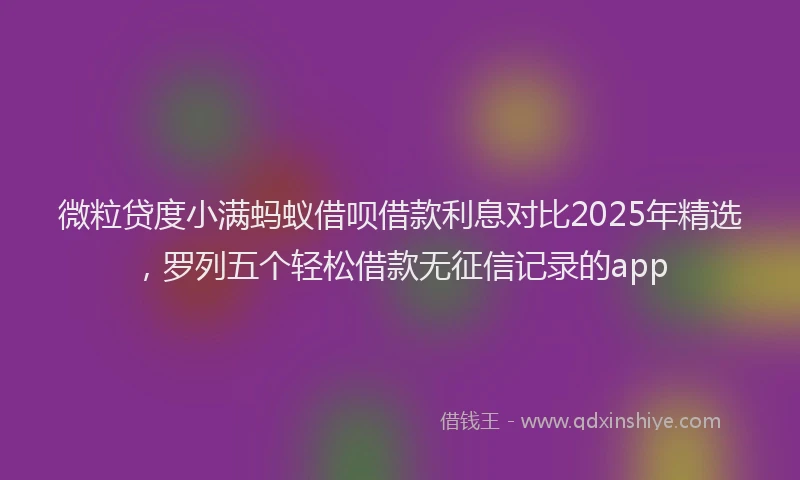 微粒贷度小满蚂蚁借呗借款利息对比2025年精选，罗列五个轻松借款无征信记录的app