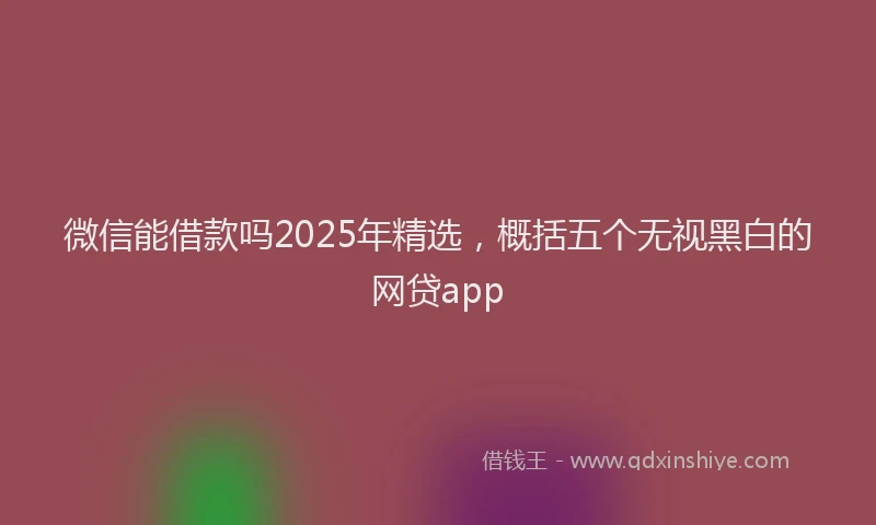微信能借款吗2025年精选，概括五个无视黑白的网贷app