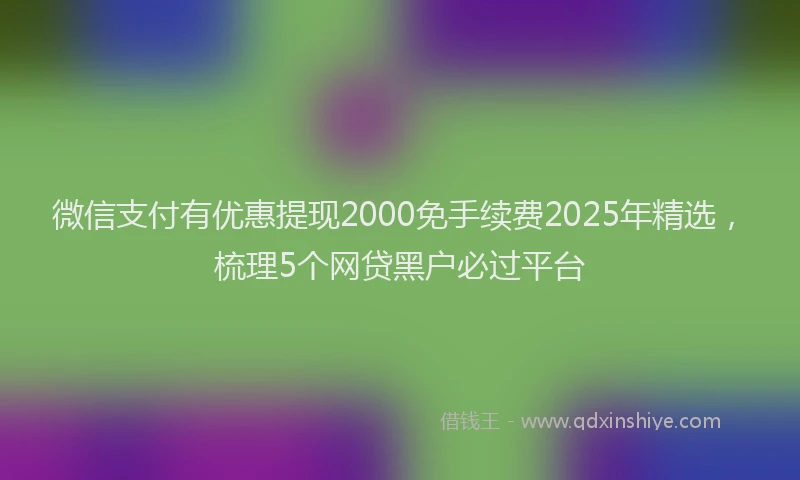 微信支付有优惠提现2000免手续费2025年精选，梳理5个网贷黑户必过平台
