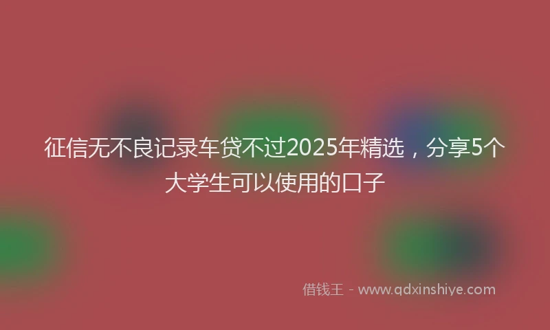 征信无不良记录车贷不过2025年精选，分享5个大学生可以使用的口子
