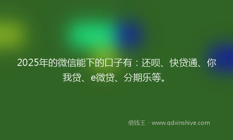 2025年的微信能下的口子有：还呗、快贷通、你我贷、e微贷、分期乐等。
