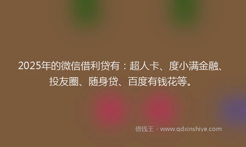 2025年的微信借利贷有：超人卡、度小满金融、投友圈、随身贷、百度有钱花等。