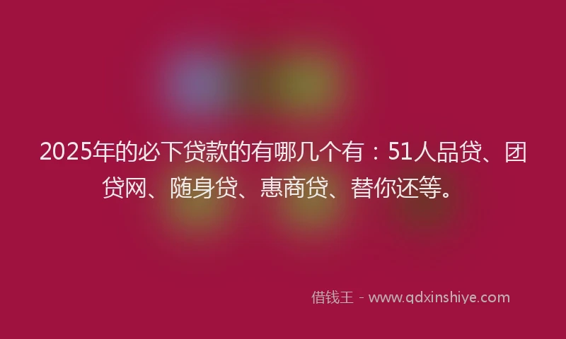 2025年的必下贷款的有哪几个有：51人品贷、团贷网、随身贷、惠商贷、替你还等。
