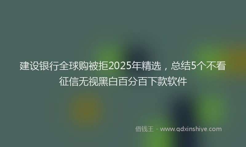 建设银行全球购被拒2025年精选，总结5个不看征信无视黑白百分百下款软件