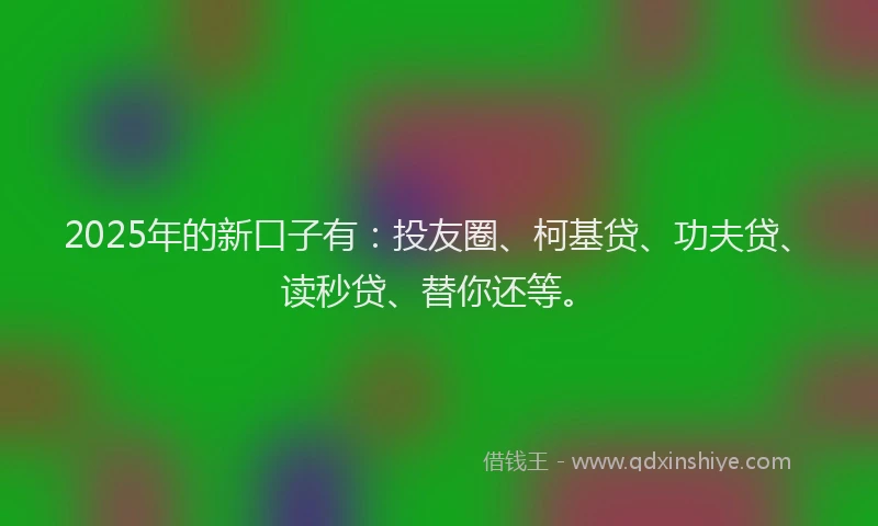 2025年的新口子有：投友圈、柯基贷、功夫贷、读秒贷、替你还等。