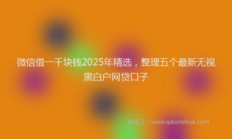 微信借一千块钱2025年精选，整理五个最新无视黑白户网贷口子