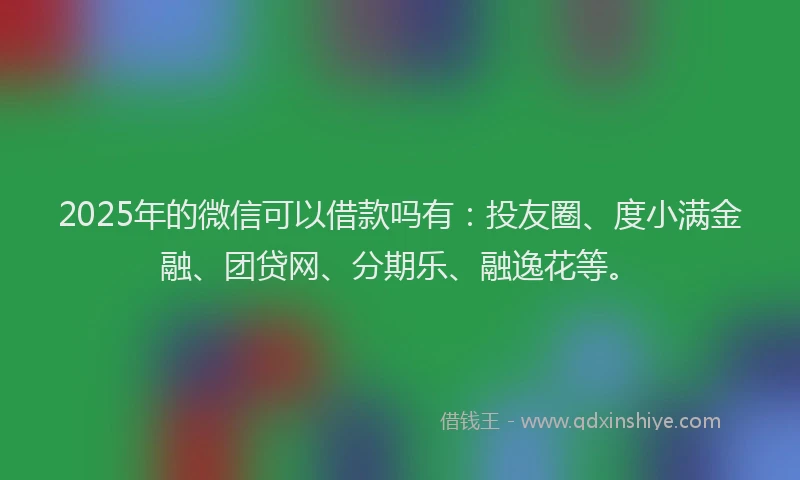 2025年的微信可以借款吗有：投友圈、度小满金融、团贷网、分期乐、融逸花等。