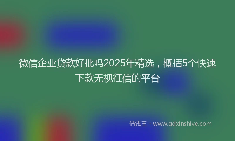微信企业贷款好批吗2025年精选，概括5个快速下款无视征信的平台