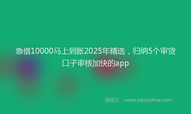 急借10000马上到账2025年精选，归纳5个审贷口子审核加快的app