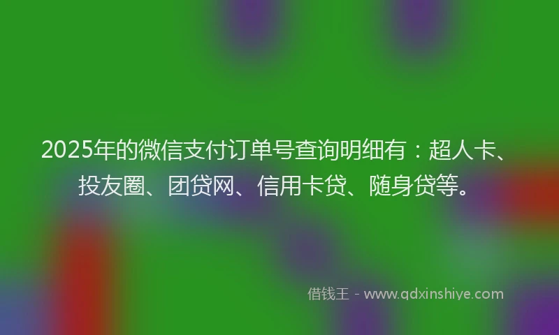 2025年的微信支付订单号查询明细有：超人卡、投友圈、团贷网、信用卡贷、随身贷等。