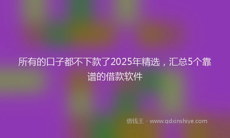 所有的口子都不下款了2025年精选，汇总5个靠谱的借款软件