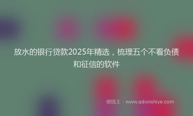 放水的银行贷款2025年精选，梳理五个不看负债和征信的软件